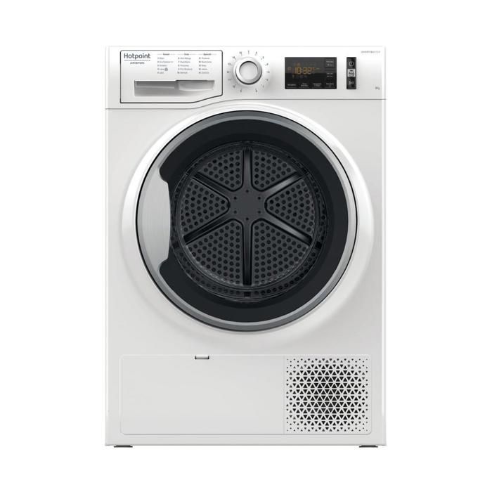 Hotpoint NT M11 92E IT, Autonome, Charge avant, Pompe à chaleur, Blanc, boutons, Rotatif, Droite