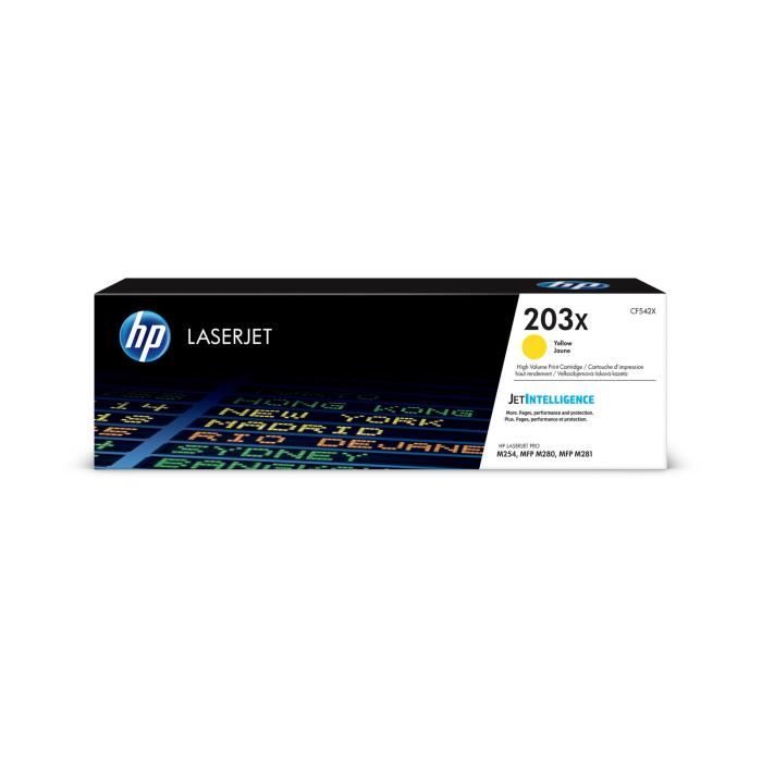 HP 203X Cartouche de toner jaune LaserJet grande capacité authentique (CF542X) pour HP Color LaserJet Pro M254/M280/M281