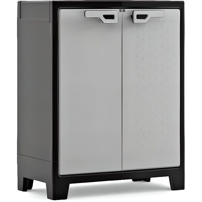 KETER Armoire Basse TITAN - Noir et Gris - 80 x 44 x 100 cm