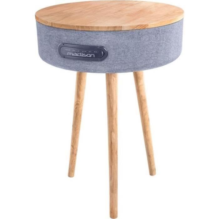 MADISON MAD-RETROTABLE - Table connectée avec enceinte - 2 haut-parleurs -  Boomer 10cm  - Bluetooth, Micro-SD, USB, AUX