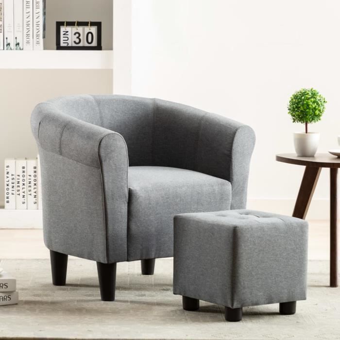 Luxueux Economique Fauteuil Gris clair Tissu + plastique