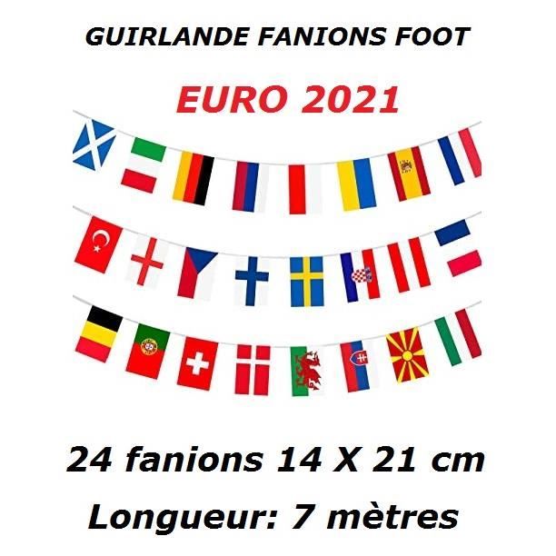 GUIRLANDE DRAPEAUX 24 PAYS FANIONS * 14 X 21 cm * Football France Italie Espagne Portugal Belgique Allemagne Angleterre ...