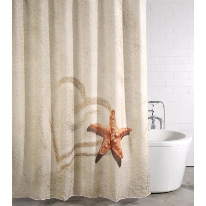 Rideau de douche Sandy 180 x 200 cm - de haute qualité - 12 anneaux inclus - imperméable - effet anti-moisissures