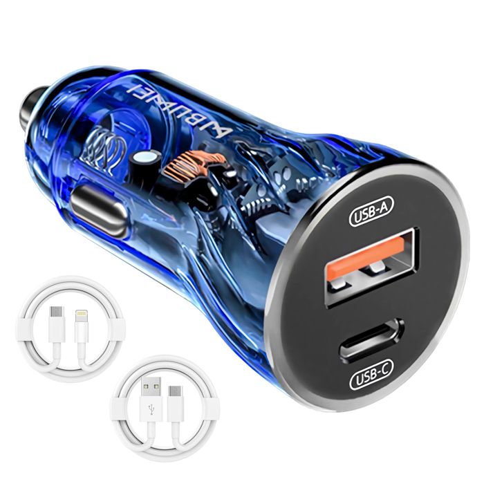 Chargeur de Voiture, Ports USB 4.5V / 5A en Alliage d'Aluminium Chargeur Allume Cigare, Charge Rapide pour iPhone, Samsung, Huawei