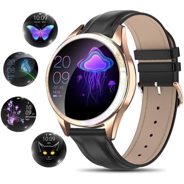 Montre Connectée Femmes IP68 Etanche Bracelet Connecté Écran Coloré Smartwatch avec Cardio Podometre Sommeil Réveil Notifications po