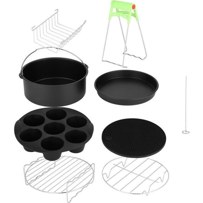VINGVO Friteuse à Air Chaud 8pcs 8 Pouces Kit d'accessoires pour Friteuse à Air Électrique en Acier Inoxydable