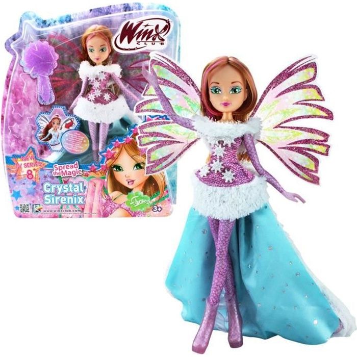 Flora - Poupée Crystal Sirenix - Winx Club - Ailes Mobiles - Saison 8