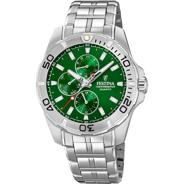 FESTINA Montre  F20445/7 Vert, Bracelet D&acute; Acier Inoxydable, Homme