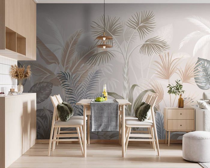Papier Peint Jungle 400x280cm style 3D Jungle Tropiques Palmiers ...