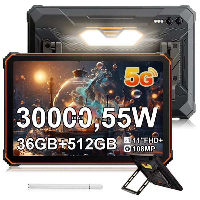 Blackview Active 10 pro Robuste Tablette Tactile 36Go + 512Go 11.0 Écran Batterie 30000mAh Tablette PC 108MP Double SIM 5G –