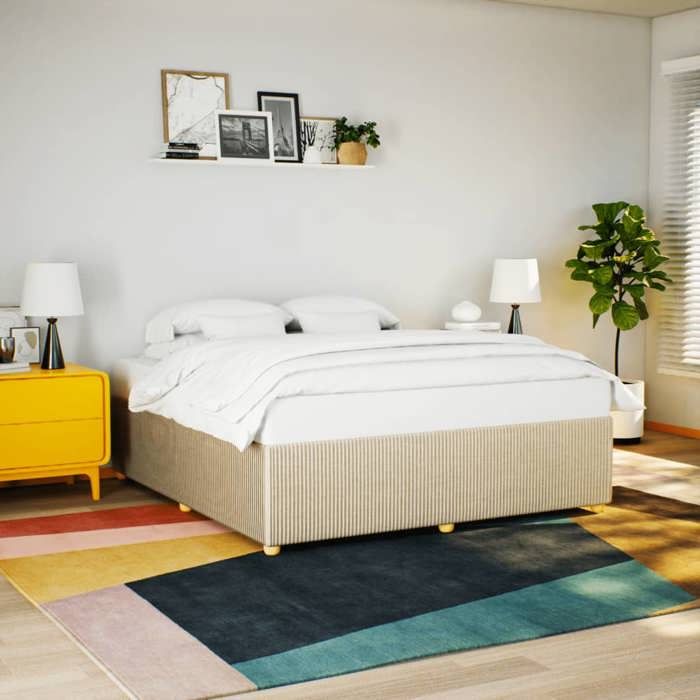 SALE 2025Structure/Cadre de lit - Lit 2 personnes - crème 200x200 cm tissu 57.5 Kg 6035