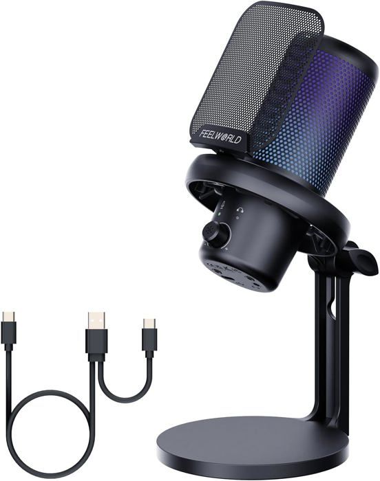 Talomen Micro USB Gaming RGB – Condensateur Avec Mute, Gain, Anti-Choc Pour PC/PS5