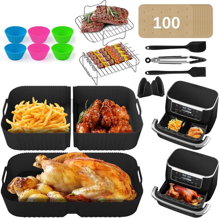 Set De 3 Moules En Silicone Pour Air Fryer Ninja AF500EU | Compatible Four Et Micro-ondes, Antiadhésif Et Facile à Nettoyer - 5