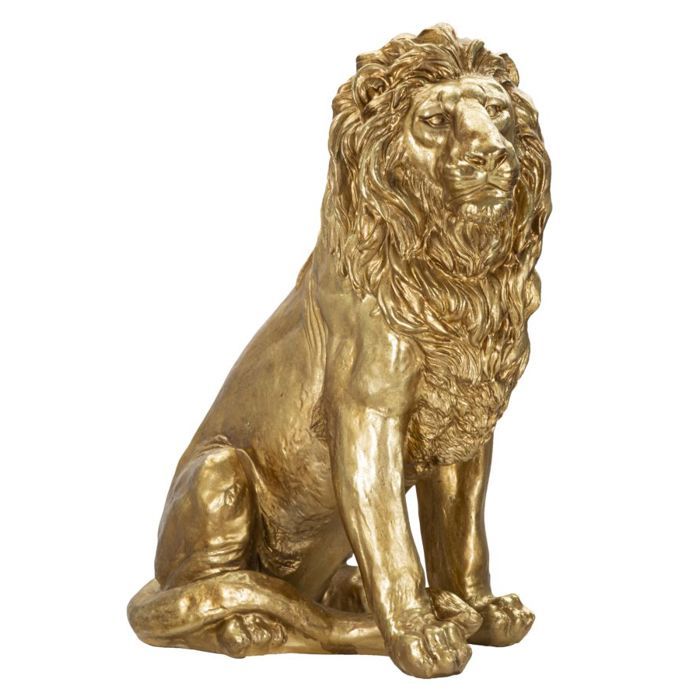Importante Sculpture De Lion Assis En Bronze H:128