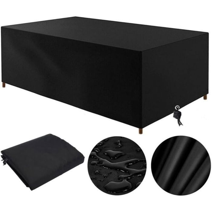 Housse de Table de Jardin 210D Protection Imperméable UV Housse Salon Extérieur 210x110x70cm Noir