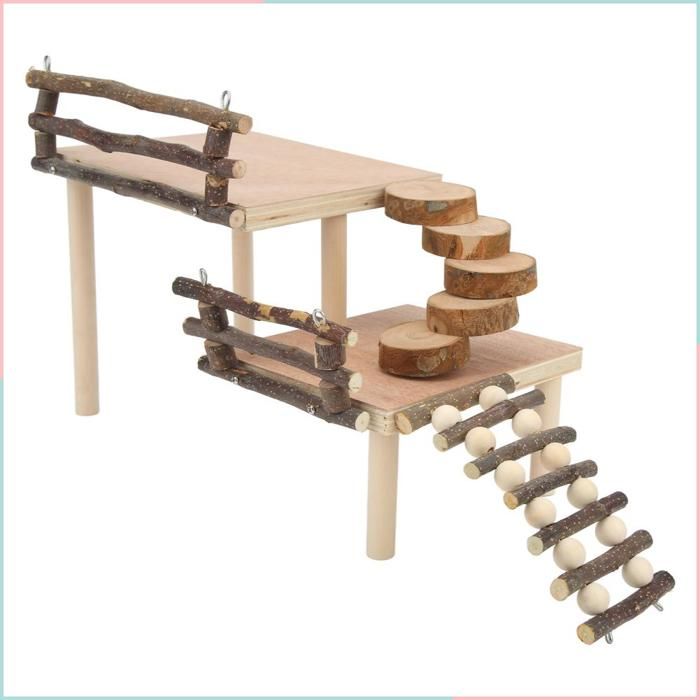 Zerodis Aire De Jeux Pour échelle De Hamster Pont D'échelle En Bois Pour Hamster Jouet D