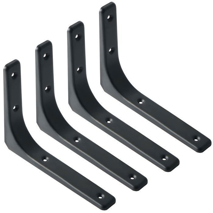 Equerre étagère murale - AIMOONSA - 200 x 150 mm - Support charge lourde - Lot de 4 - Noir