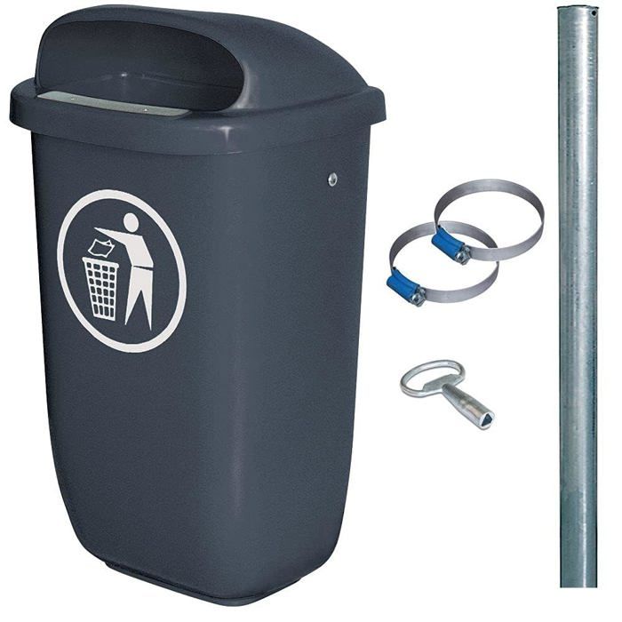 Récipient Déchets Extérieur 50L DIN 30713 Avec Poteaux Galvanisés - Poubelle Robuste