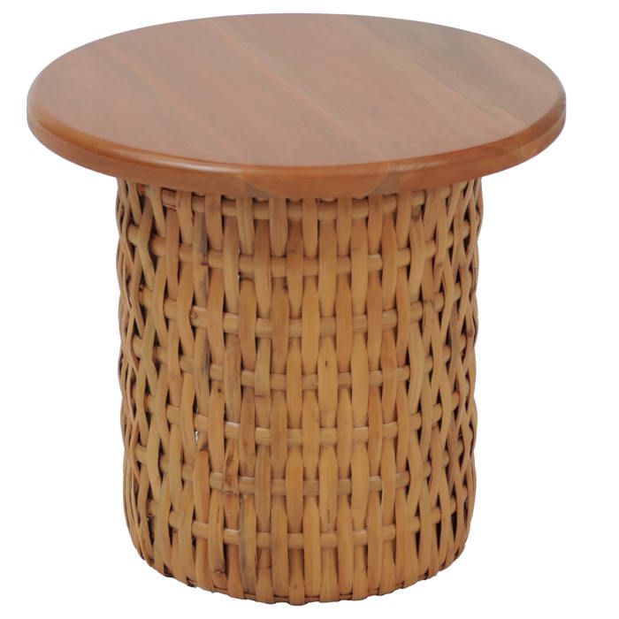 Table dappoint HWC-P15 Bois dacajou Rotin rond Ø44cm Table dappoint HWC-P15 Bois dacajou Rotin rond Ø44cm