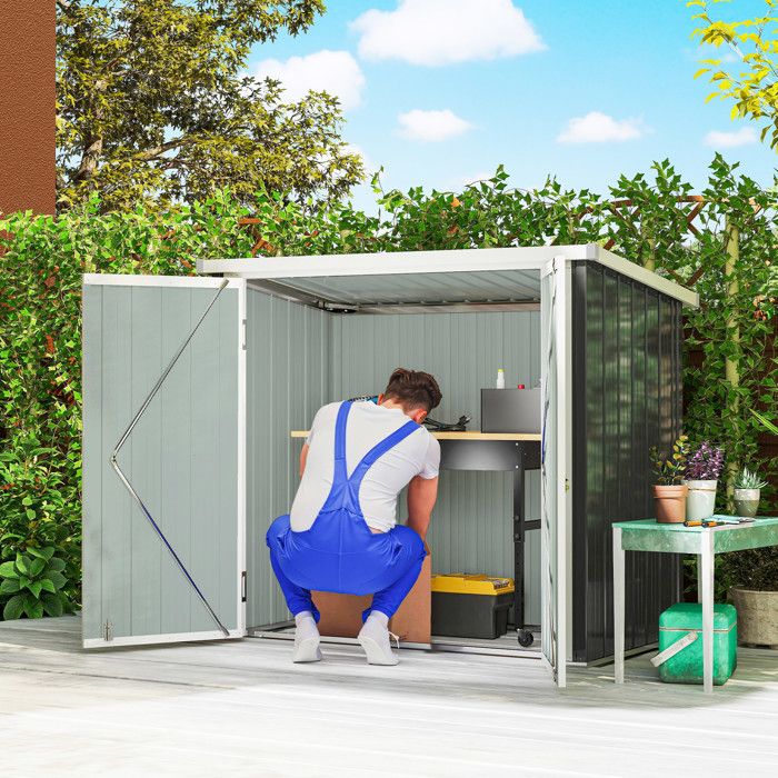 Abri de Jardin en Acier Noir - Cabane de Jardin pour ranger Outils Vélos Outils de jardin Double porte 147x86x134 cm