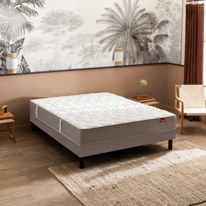 Ensemble sommier et matelas 90x190 cm ressorts ensachés très ferme Epeda Ailleurs