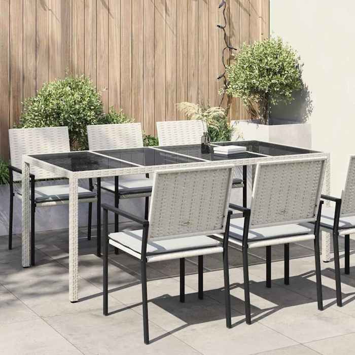 Automne/hiver Blanc Table de jardin pour repas Blanc 190x90x75cm Poly rotin - Hauteur:75cm DEC7639425