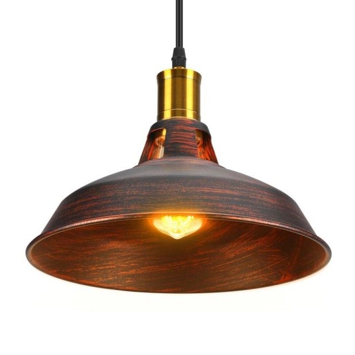 WOTTES 1 x Suspension Luminaire Industriel Edison Simplicité Lustre en Métal Rouge Bronze Style Nordique pour Salon Bar
