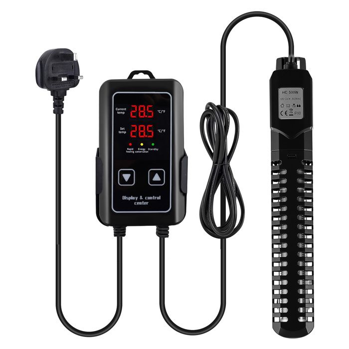 Comparer les prix de Chauffage Aquarium Thermoplongeur Intelligent 500W avec Affichage Numérique LED Contrôle de Température 18-35°CDouble Protection