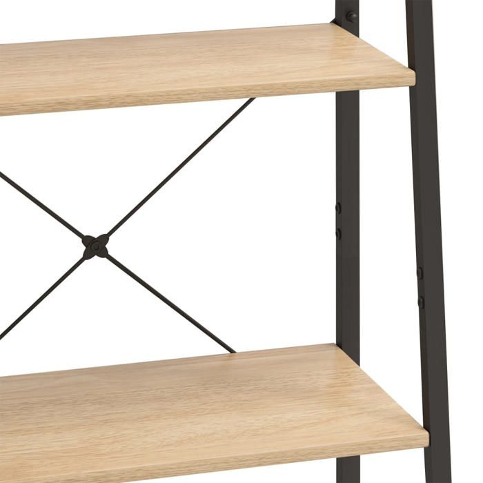 Cabinet de Livre SOLOMOON CHIC Étagère sur pied 4 niveaux - Pour salon/bureau - Marron clair et noir 56x35x140 cm BB769