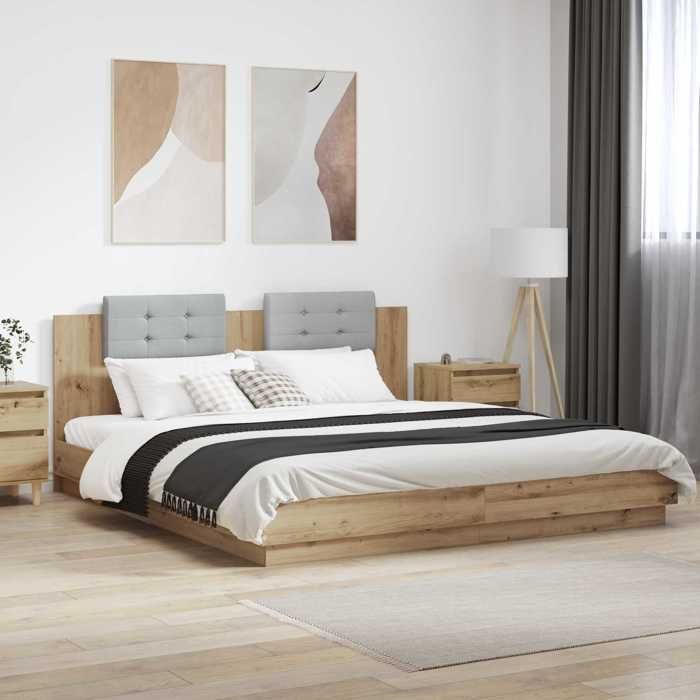 vidaXL Cadre de lit avec tête de lit Chêne artisanal 180 x 200 cm 3416335