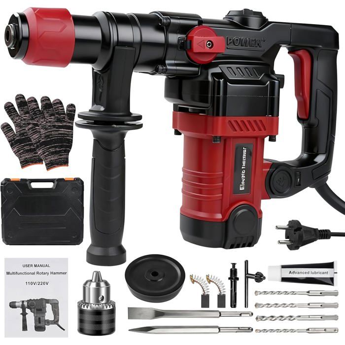 Marteau Perforateur Électrique SDS-Plus 1300W 6J Perforateur Burineur avec 6