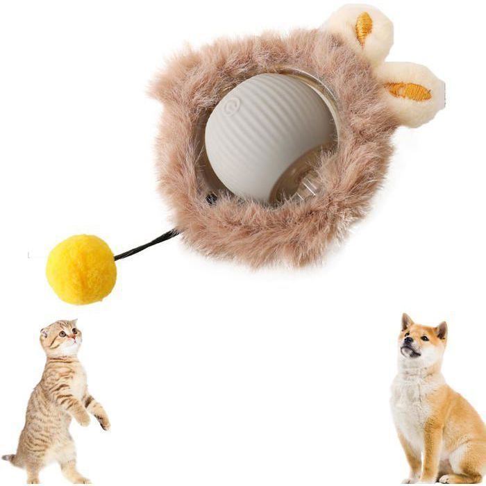 Jouets pour chat balle roulante pour chien jouet à mouvement rapide jouets interactifs rechargeables par USB (peluche grise pzcc