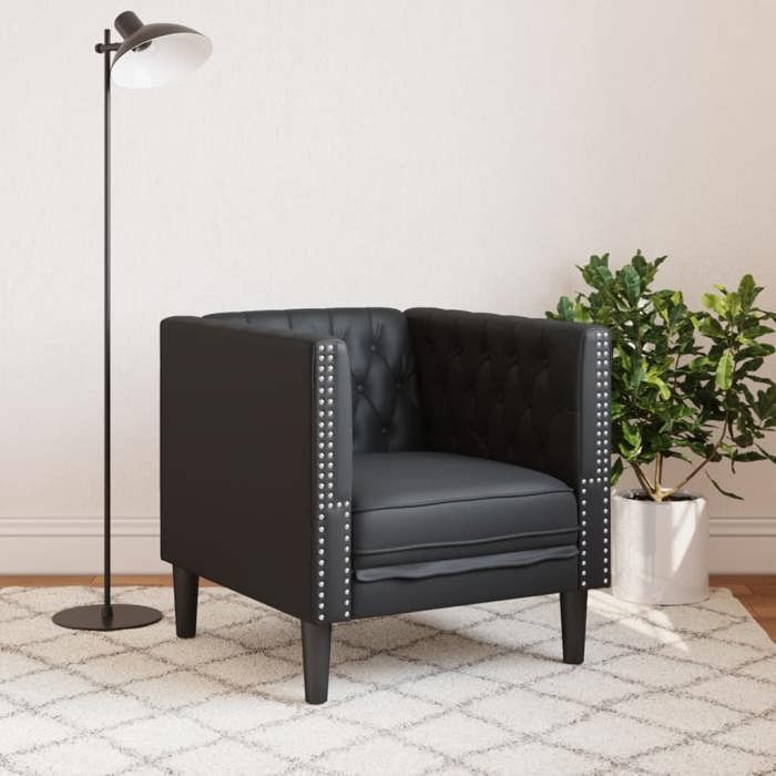 Best2026@Similicuir Fauteuil Relax SHIELDPRO® - Siège maximal: 110 kg - Fauteuil Chesterfield noir - pour salon -3202