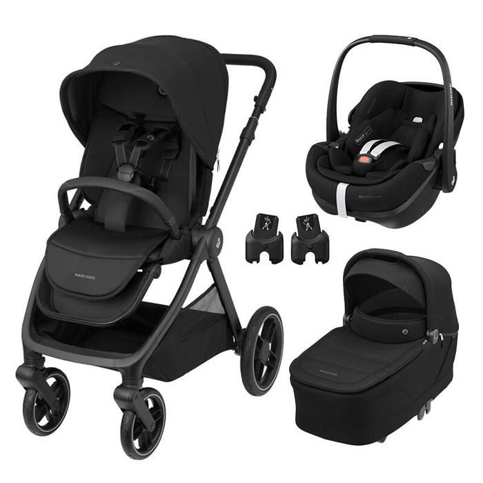 MAXI COSI - Poussette Trio Oxford + Siège auto Pebble 360 Pro 2 + Nacelle Sense Twillic Black