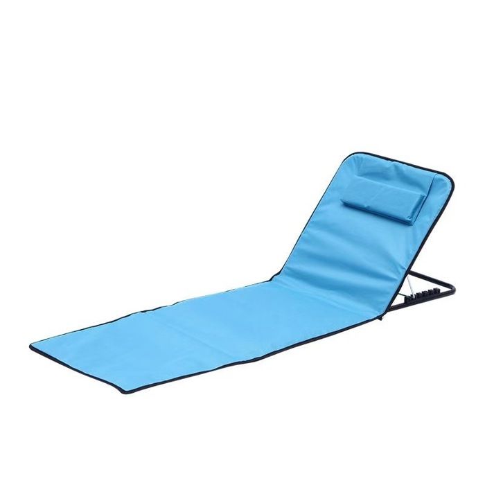 Matelas de plage bleu ciel 156x49 cm – Transat pliable multi positions – 600D Oxford – Pour plage et jardin