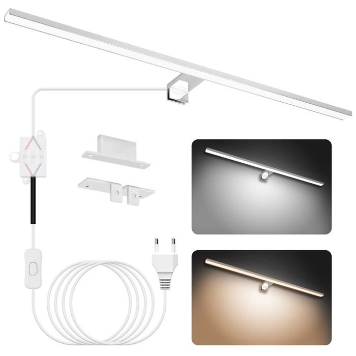 Lampe Miroir Salle de Bain LED 18W 80cm Double Température de Couleur 4000K 6000K 2000LM Indice Détanchéité IP44 Applique Murale