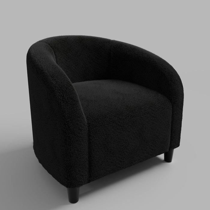 Garvee Fauteuil dAppoint Bouclé Noir Tissu Sherpa Cocooning Coussin Moelleux & Dossier Arrondi Salon & Coin Lecture