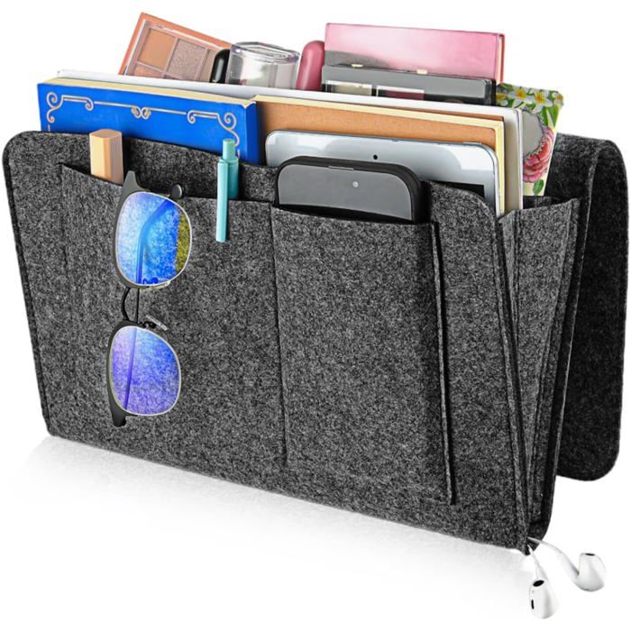 ganisateur de Chevet à 5 Compartiments Vide Poche Lit Poche de Lit Feutre Sac de Rangement en Feutre à Suspe PANNEAU DE RANGEMENT