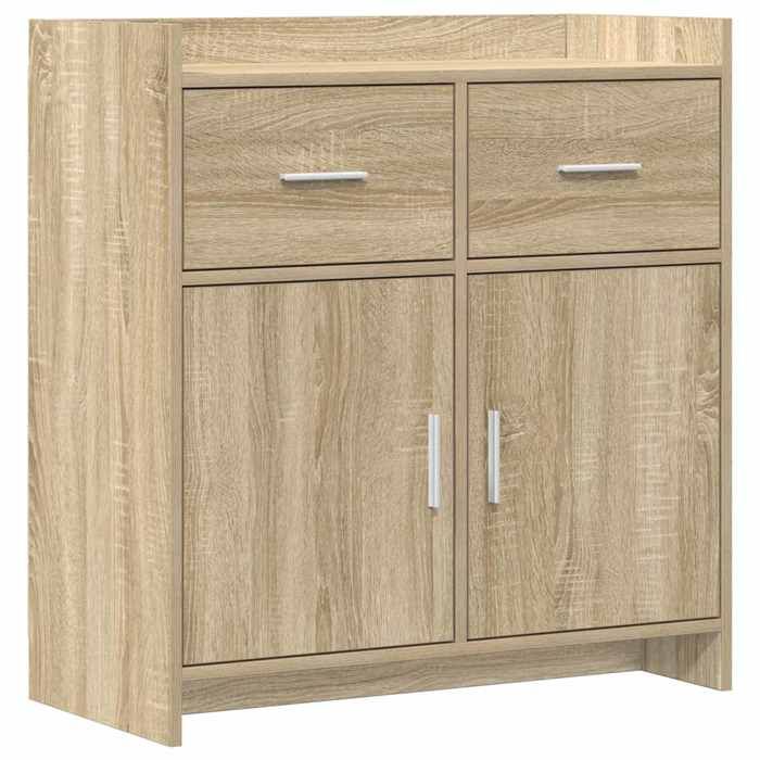 Bahut Séjour - Buffet DE rangement - bois dingénierie - chêne sonoma - 75 x 36 x 80 cm - 2 tiroirs - 4 étagères 9583825