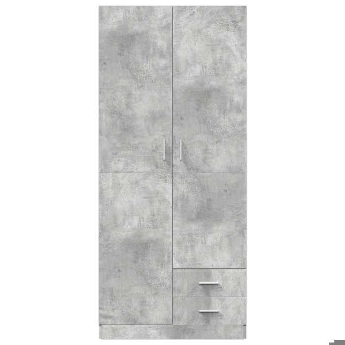 Gris Armoire de chambre Garde-robe MODERNE-DESGIN Gris béton 80x52x180 cm Aggloméré N1753