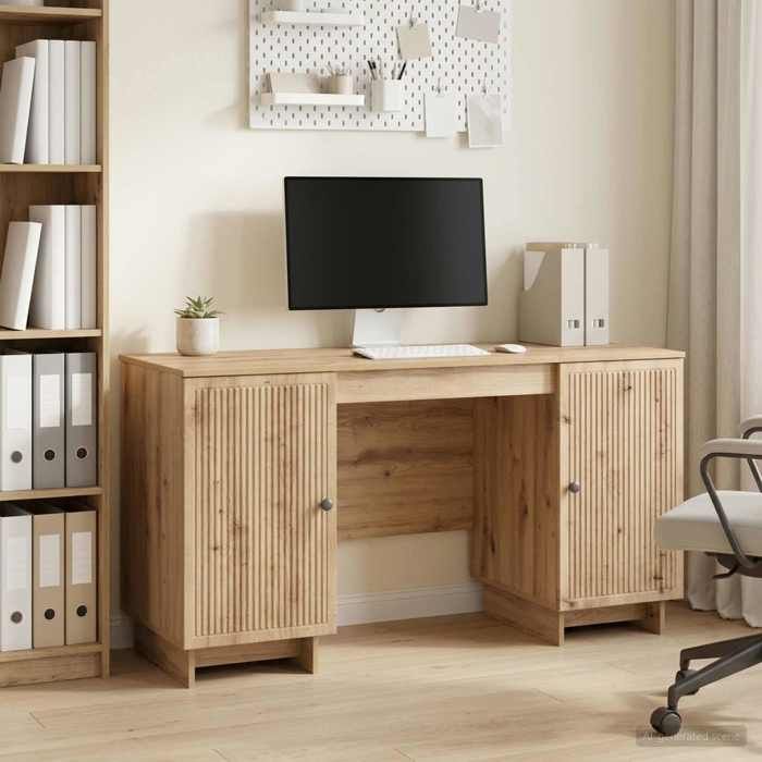 vidaXL Bureau chêne artisanal bois ingénierie 142 5x50x75 cm bureau design authentique grand