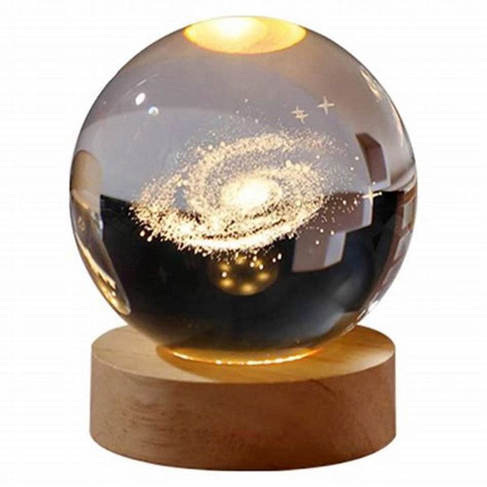 Veilleuse boule de cristal LED galaxie en verre - Voie lactée