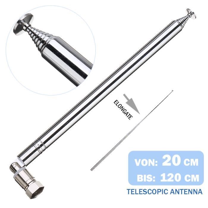 VooGenzek 2 Pièces 100cm 7-Section Antenne Télescopique FM 75 Ohm, FM VooGenzek 2 Pièces 100cm 7-Section Antenne Télescopique FM 75 Ohm, FM