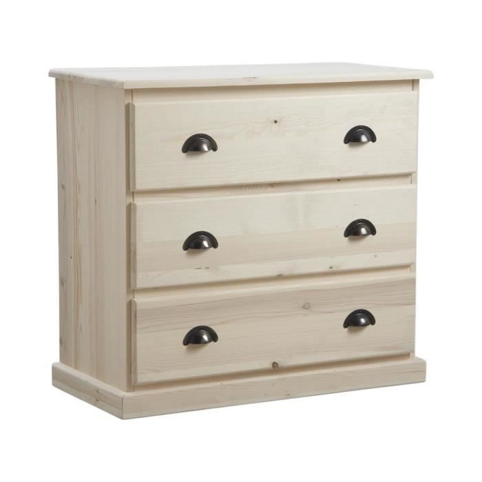 Commode En Epicea Brut 3 Grands Tiroirs Achat Vente Commode