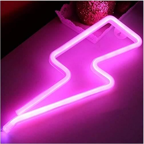 Neon Light Signes Veilleuses Led Lampes D Ambiance Eclair Rose