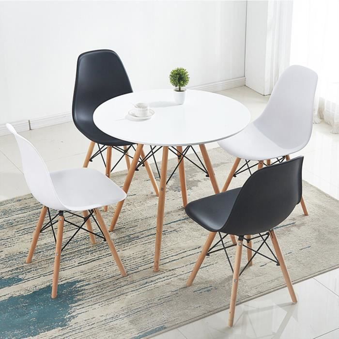 Chaise design ergonomique et stylisée au meilleur prix, Lot de 4 chaises  scandinave REMO coque grise piétement hêtre naturel