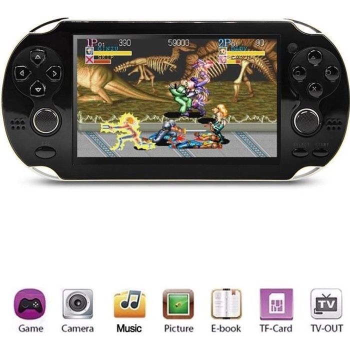 Console de jeux portable - PXP - 32 bits - 3000+ jeux rétro - 4.3 pouces -  8G - Noir