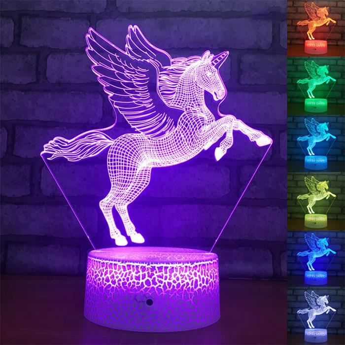 Lampe de bureau LED couleur, motif de licorne, pour enfant fille, lampe 3D  à 16 couleurs changeantes avec télécommande - Cdiscount Maison