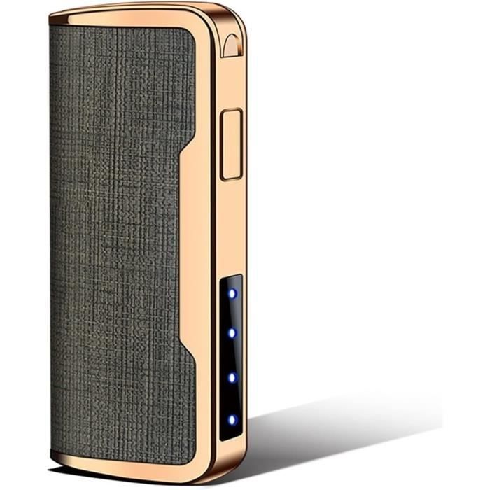 GADATOP Briquet électrique rechargeable USB à l'arc plasma briquet flamme coupe-vent briquet extérieur cool briquet avec affichage LED pour bougie, camping (argenté