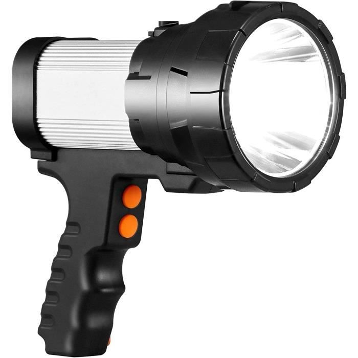Lampe Torche LED Ultra Puissante Lampe de Poche étanche IPX4 15000Lumen  10000mAH Super Lumineux Lampe 6Modes